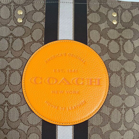 Coach 1917 Dempsey Tote In Signature Jacquard With Stripe And Coach Patch - Picture 6 of 10